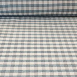 Tela de Lona Cruda Tejida Vichy Azul Mar y Gris Medio (ancho 2,80M)