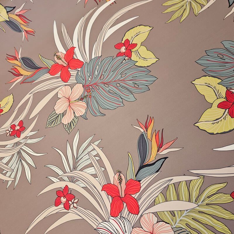 Tela de Crepe Topo Estampado Flores Hawaianas (ancho 1,50M) - Imagen 3