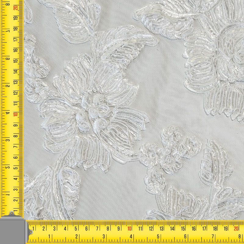 Tela de Tul Blanco Óptico Flor en Relieve (ancho 1,45M) - Imagen 4