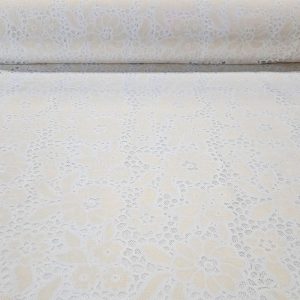 Tela de Tul Blanca con Flor en Jacquard Beige (ancho 1,47M)