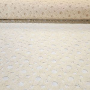 Tela de Organza Blanca con Flor Bordadas Beige (ancho 1,50M)