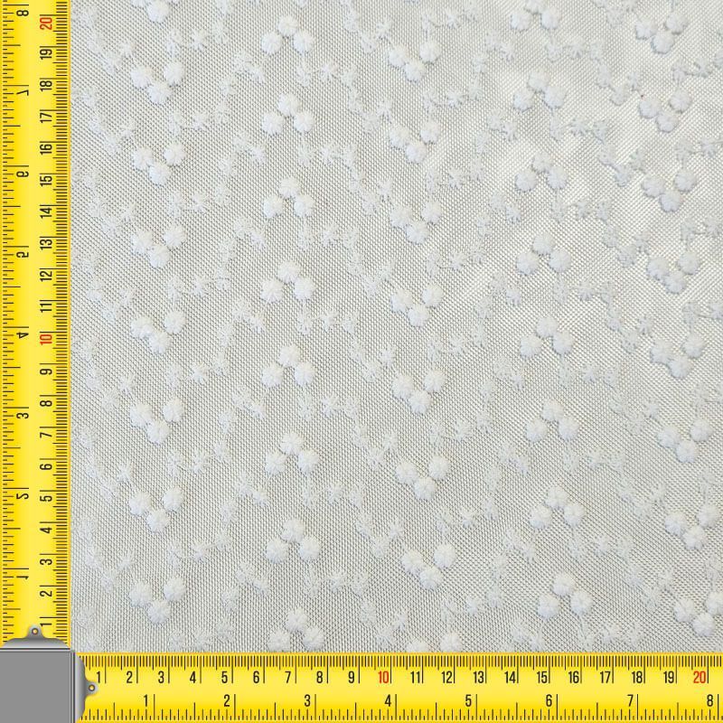 Tela de Tull Blanco Óptico Flores Bordadas (ancho 1,40M) - Imagen 4