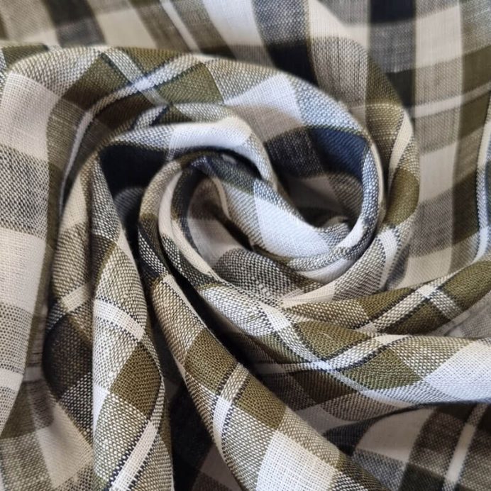 Tela Camisera Cruda Cuadro Escocés Efecto Lino (ancho 1,50M) - Imagen 2