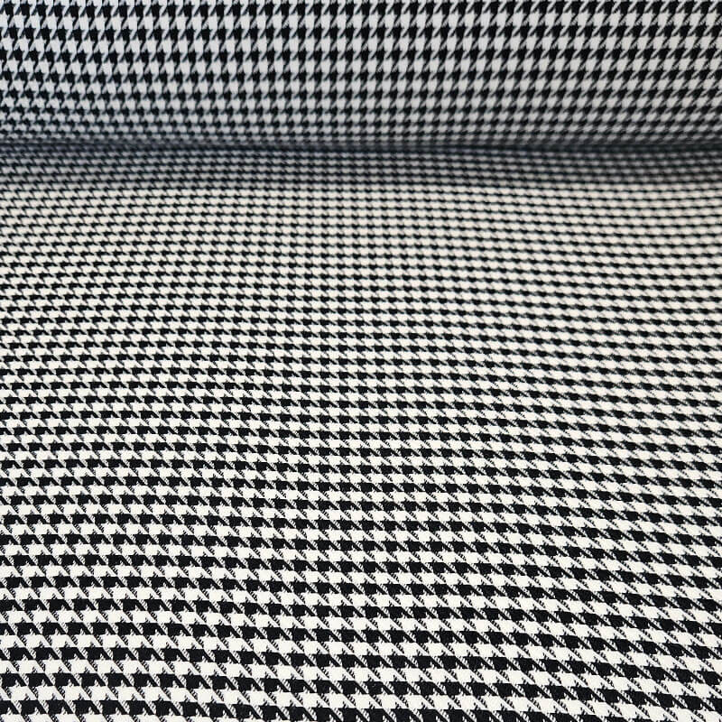 Tela Blanca de Pata de Gallo Negra Pequeña (ancho 1,45M)