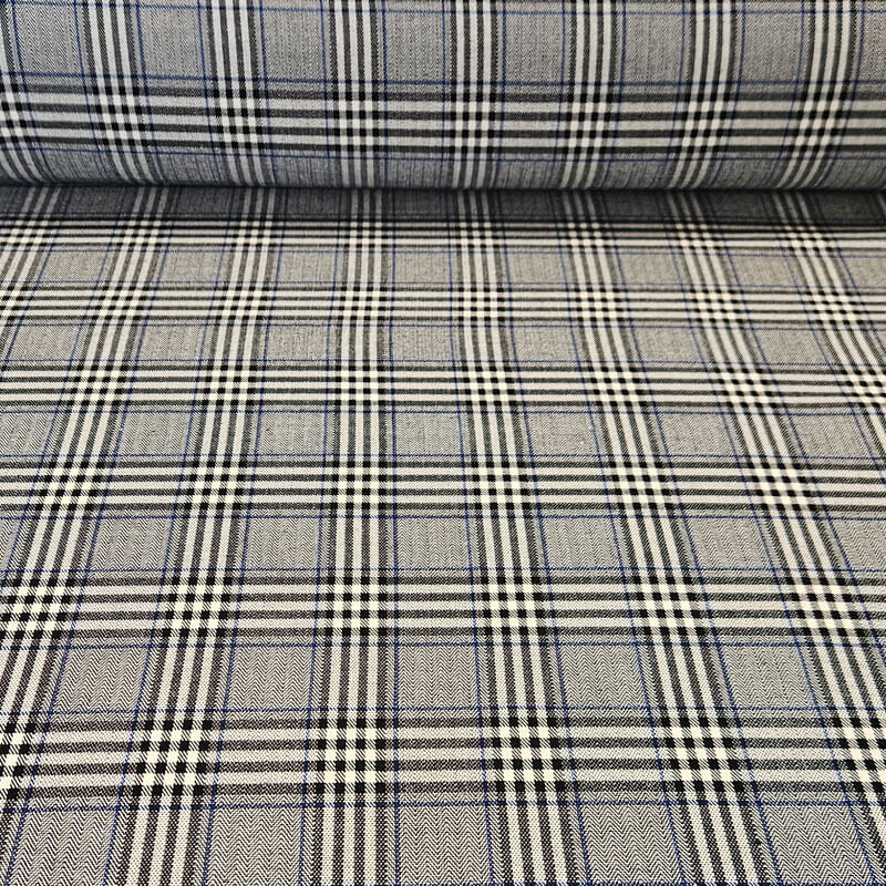 Tela de Príncipe de Gales Gris con Espigas (ancho 1,45M)