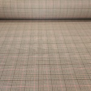 Tela de Príncipe de Gales Camel con Rosa (ancho 1,45M)