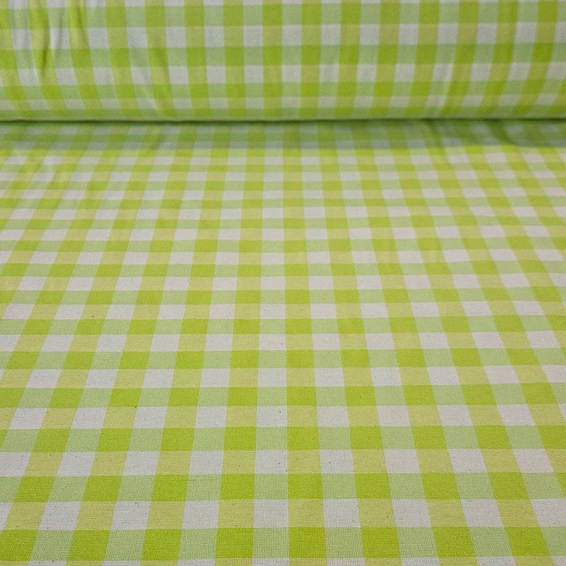 Tela de Lona Cruda Tejida Vichy Verde Flúor Medio (ancho 2,80M)