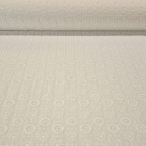 Tela de Popelín Algodón Beige Perforada y Bordada Oasis (ancho 1,45M)