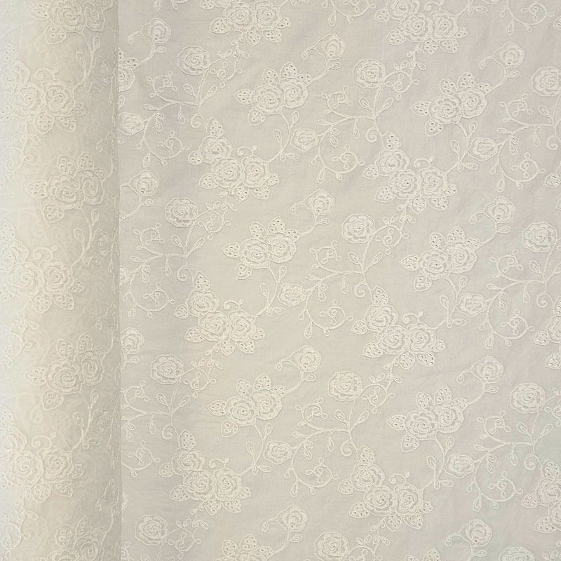 Tela de Popelín Algodón Beige Perforada (ancho 1,45M)