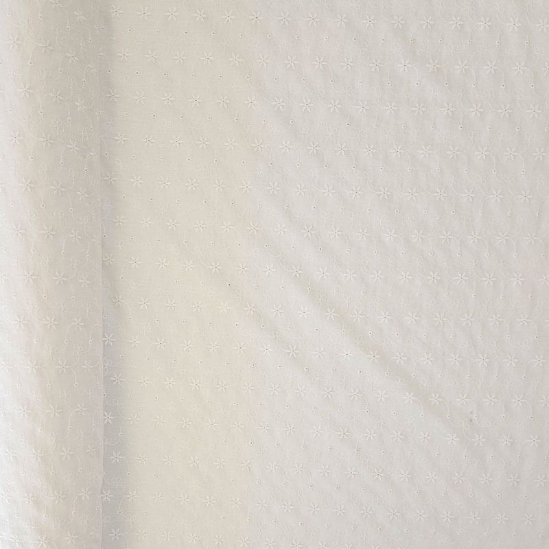 Tela de Popelín Algodón Perforado Blanco (ancho 1,45M)