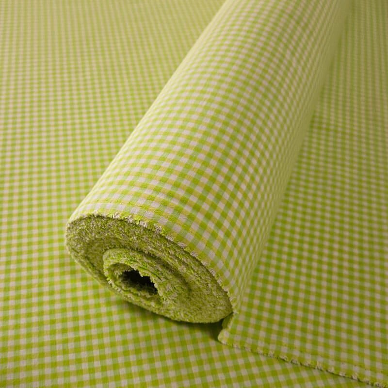 Tela de Lona Cruda Tejida Vichy Verde Flúor Pequeño (ancho 2,80M) - Imagen 2