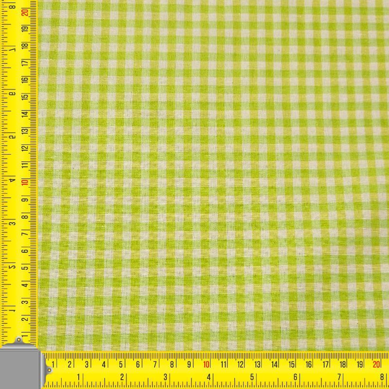 Tela de Lona Cruda Tejida Vichy Verde Flúor Pequeño (ancho 2,80M) - Imagen 3