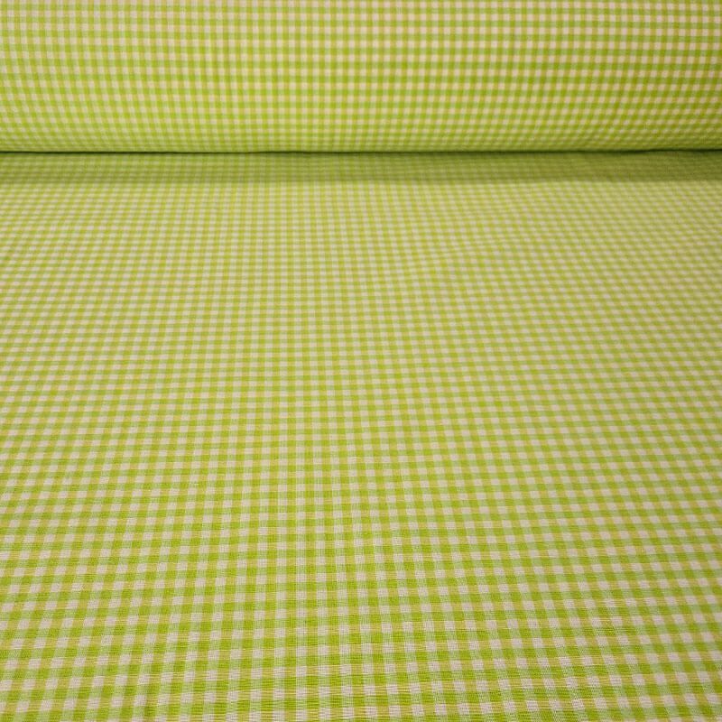 Tela de Lona Cruda Tejida Vichy Verde Flúor Pequeño (ancho 2,80M)