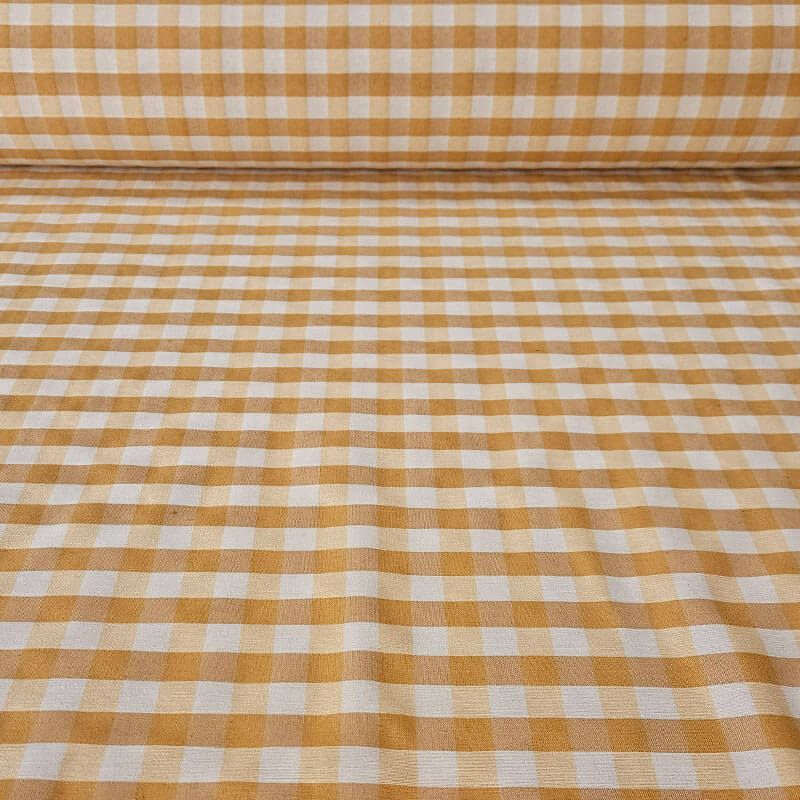 Tela de Lona Cruda Tejida Vichy Mostaza y Ocre Medio (ancho 2,80M)