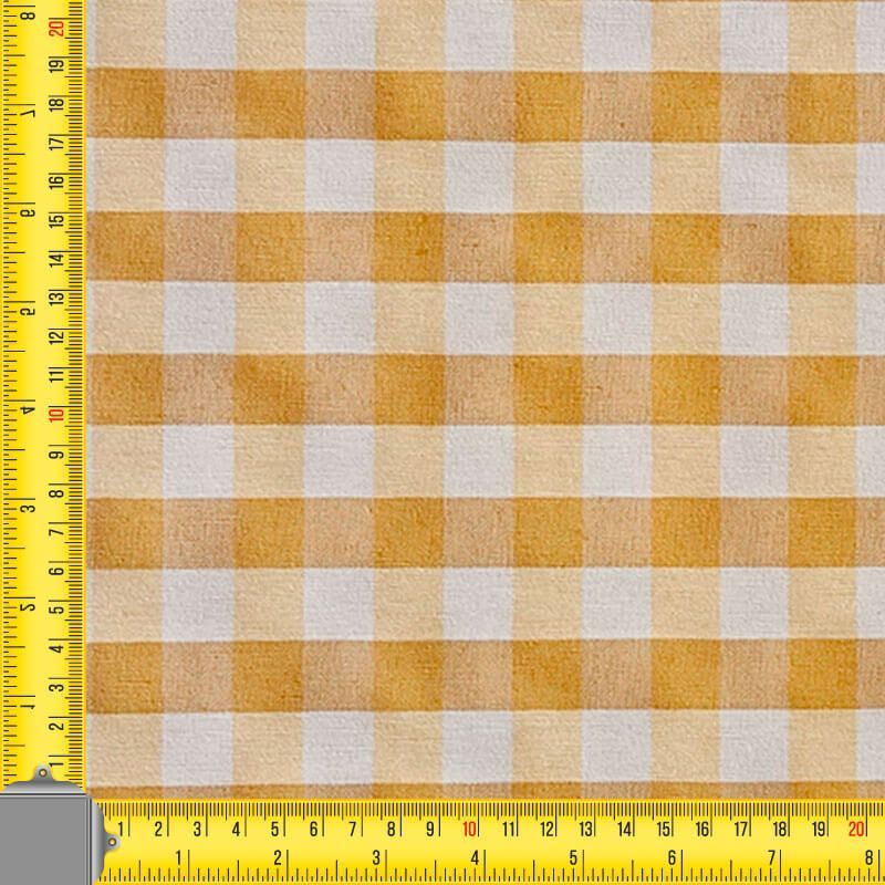 Tela de Lona Cruda Tejida Vichy Mostaza y Ocre Medio (ancho 2,80M) - Imagen 4