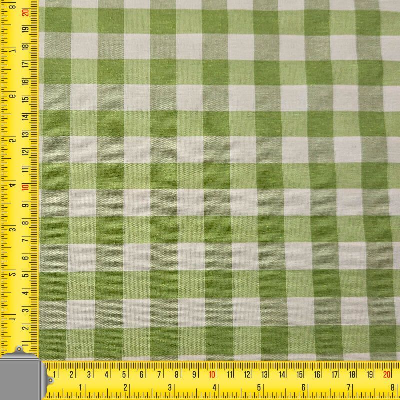Tela de Lona Cruda Tejida Vichy Verde Pistacho Medio (ancho 2,80M) - Imagen 3