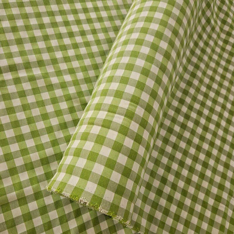 Tela de Lona Cruda Tejida Vichy Verde Pistacho Medio (ancho 2,80M) - Imagen 2