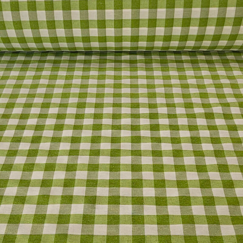 Tela de Lona Cruda Tejida Vichy Verde Pistacho Medio (ancho 2,80M)