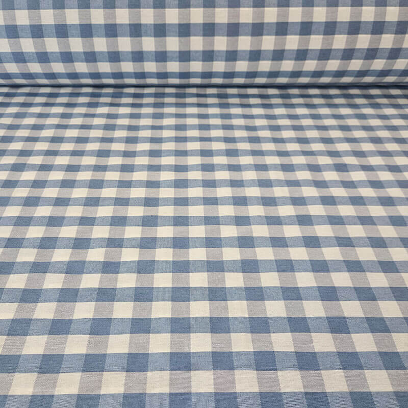 Tela de Lona Cruda Tejida Vichy Azul Azafata Medio (ancho 2,80M)