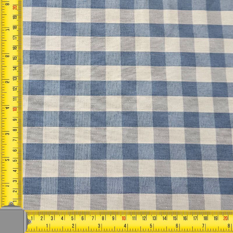 Tela de Lona Cruda Tejida Vichy Azul Azafata Medio (ancho 2,80M) - Imagen 3