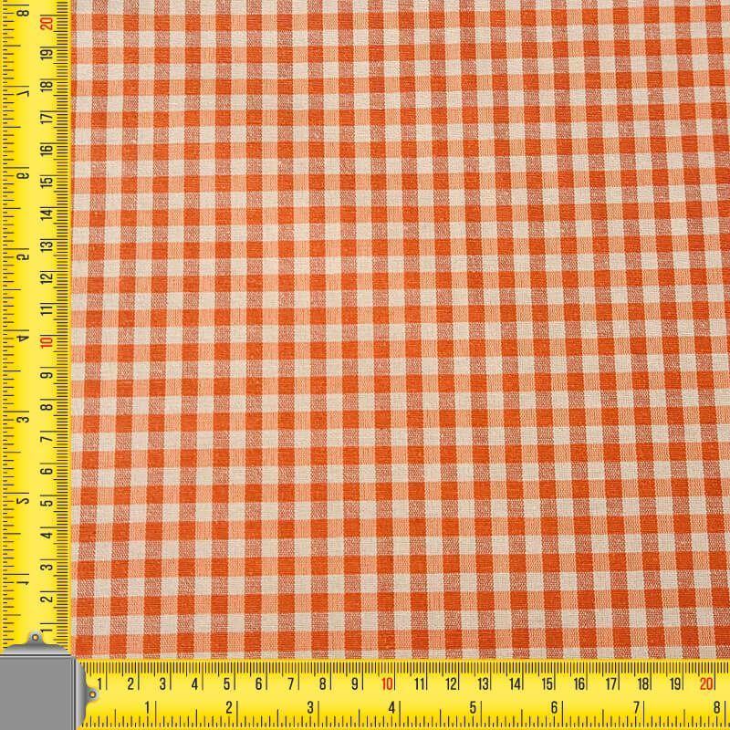 Tela de Lona Cruda Tejida Vichy Naranja Pequeño (ancho 2,80M) - Imagen 3