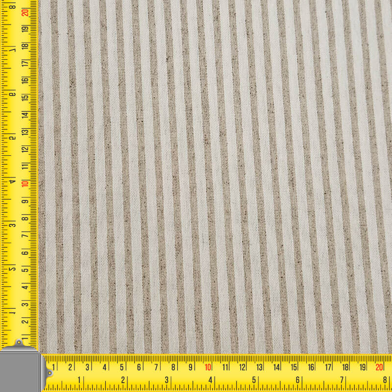 Tela de Lona Cruda Tejida Raya Fina Beige Mezclilla (ancho 2,80M) - Imagen 3