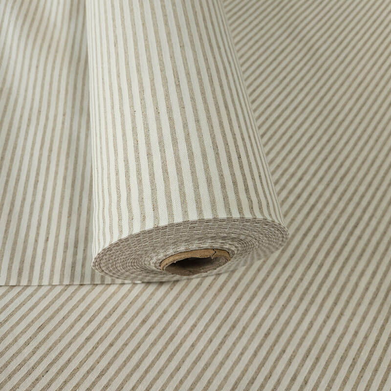 Tela de Lona Cruda Tejida Raya Fina Beige Mezclilla (ancho 2,80M) - Imagen 2