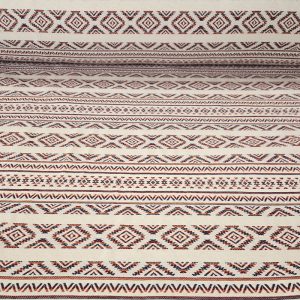 Tela de Gobelino Jacquard Étnico Cruda Teja y Burdeos (Ancho 2,80M)