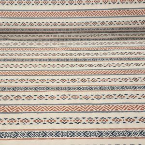 Tela de Gobelino Jacquard Étnico Cruda Teja y Azulina (Ancho 2,80M)