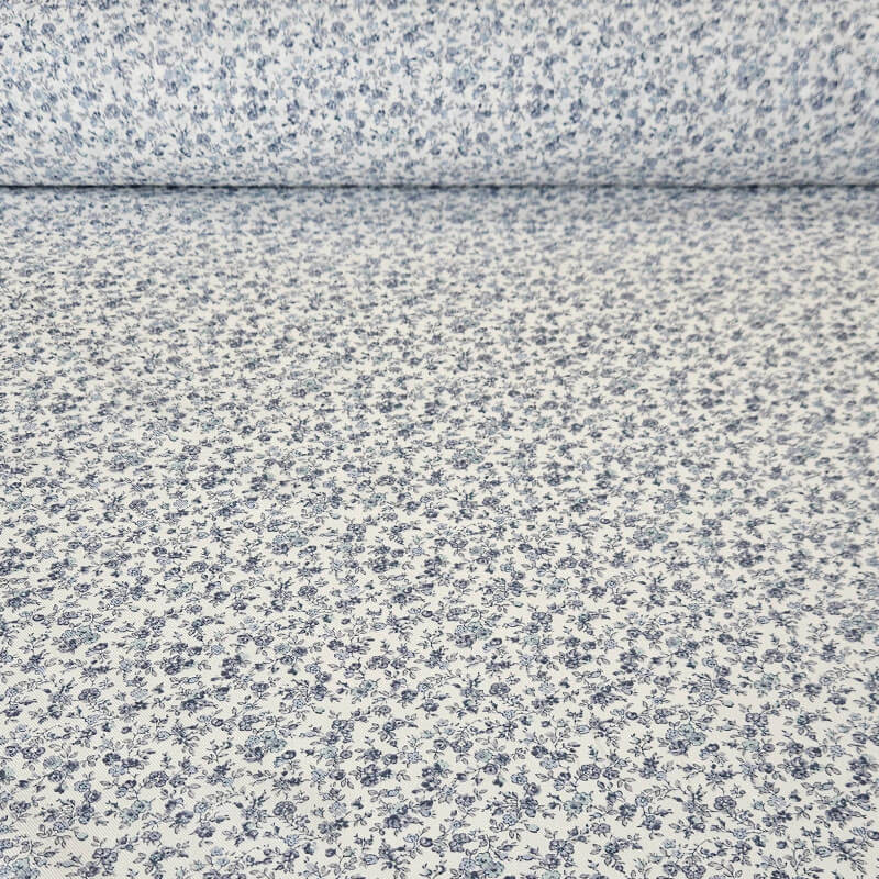 Tela de Viella Blanca Flores Liberty Azafata (ancho 1,50M)