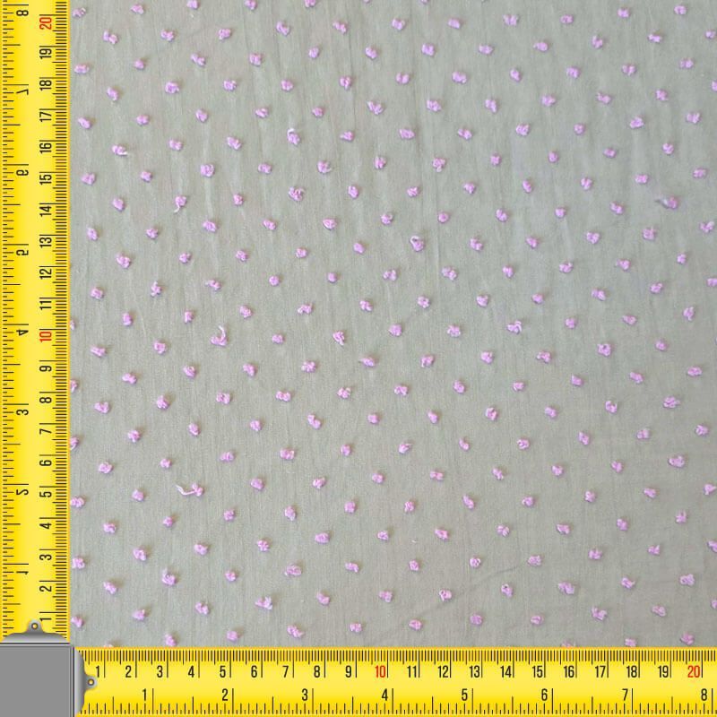 Tela de Batista Plumeti Bordado Fondo Beige Lunar Rosa (ancho 1,50M) - Imagen 4