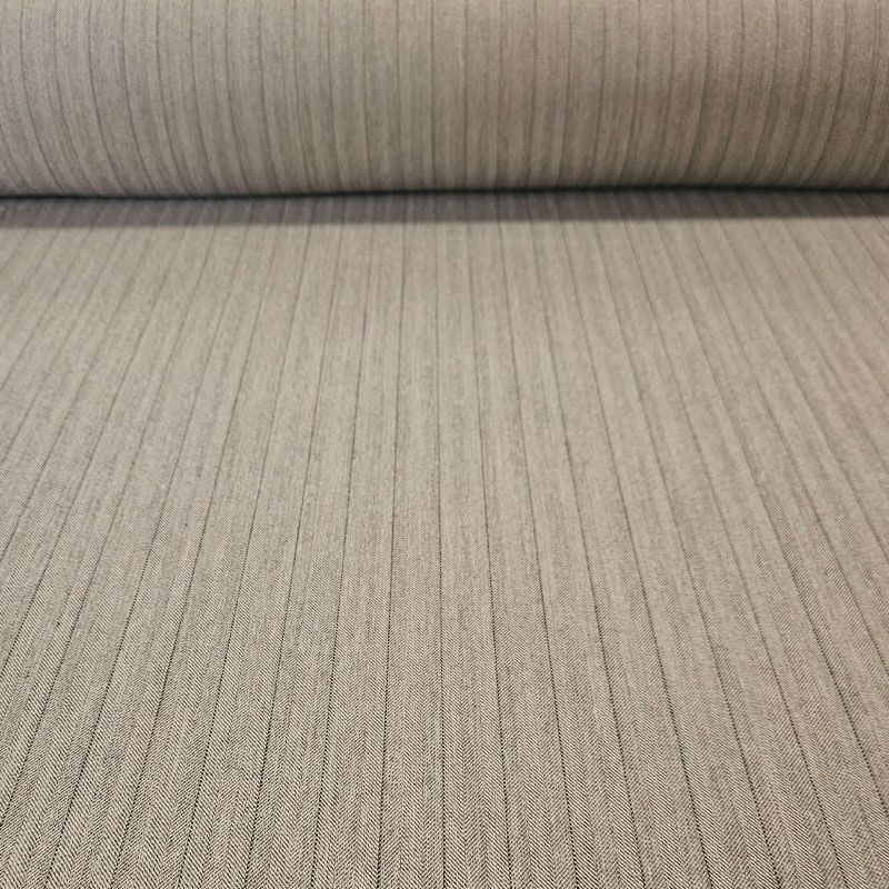 Tela Plana Beige con Diseño de Espiga y Raya Diplomática Negra (ancho 1,44M)
