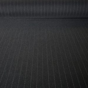 Tela Satén Negra con Diseño de Raya Diplomática Blanca (ancho 1,44M)