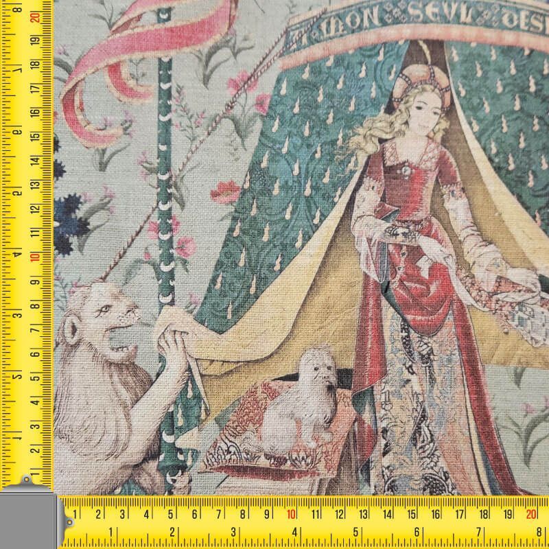 Tela De Loneta Estampada Half Panamá El Bosque del Unicornio Lino Algodón (ancho 2,80M) - Imagen 4