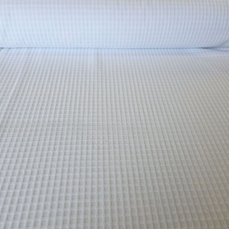 Tela de Piqué Panal Cuadrado Blanco Óptico (ancho 1,60M)