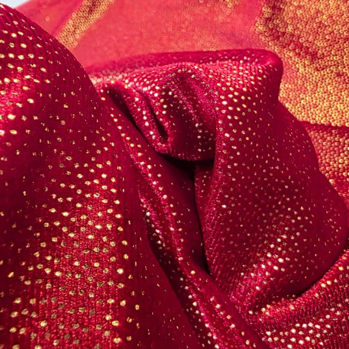 Tela de Terciopelo Roja con Foil Dorado (ancho 1,60M) - Imagen 2