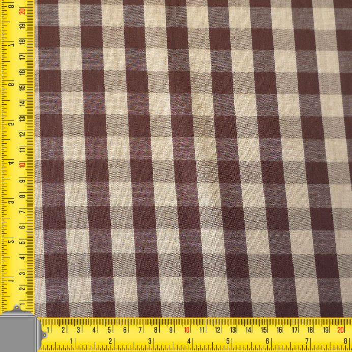 Tela Beige de Cuadros Vichy Medio Marrón Chocolate 100% Algodón (ancho 1,40M) - Imagen 4