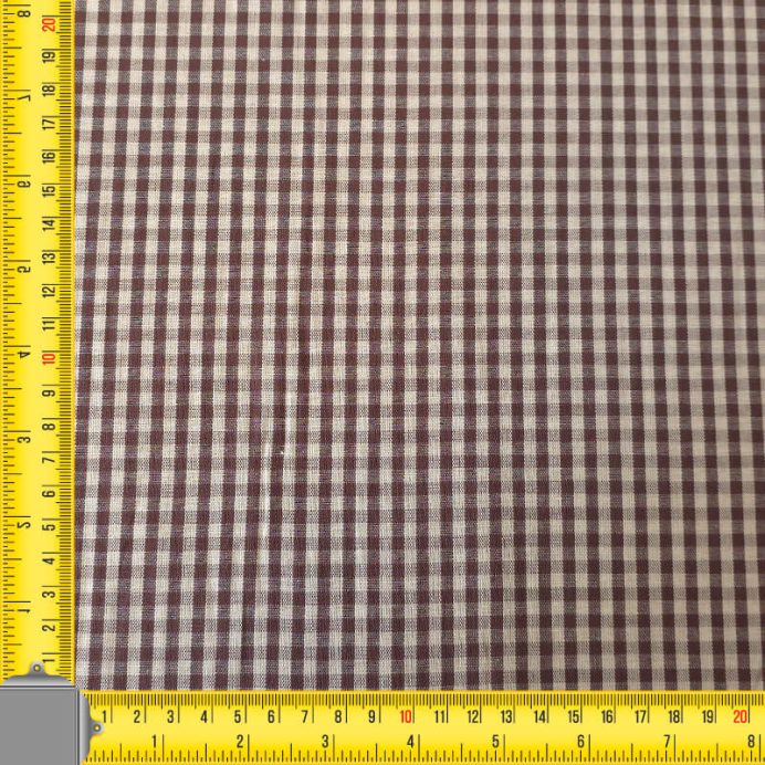 Tela Beige de Cuadros Vichy Pequeño Marrón Chocolate 100% Algodón (ancho 1,40M) - Imagen 4
