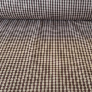 Tela Beige de Cuadros Vichy Pequeño Marrón Chocolate 100% Algodón (ancho 1,40M)