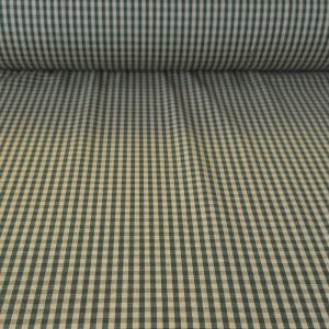 Tela Beige de Cuadros Vichy Pequeño Verde Botella 100% Algodón (ancho 1,40M)