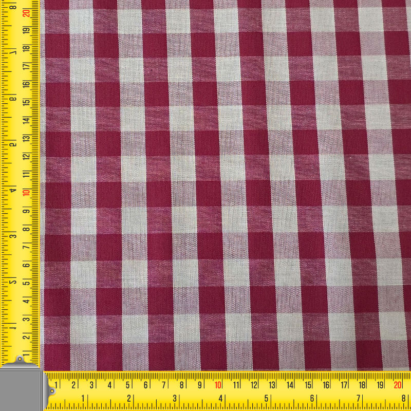 Tela Beige de Cuadros Vichy Medio Burdeos 100% Algodón (ancho 1,40M) - Imagen 4