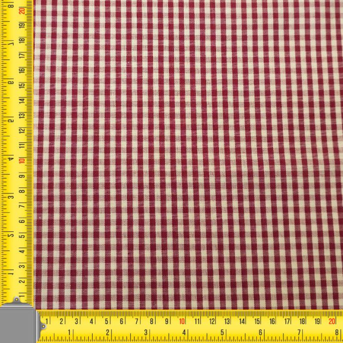 Tela Beige de Cuadros Vichy Pequeño Burdeos 100% Algodón (ancho 1,40M) - Imagen 4