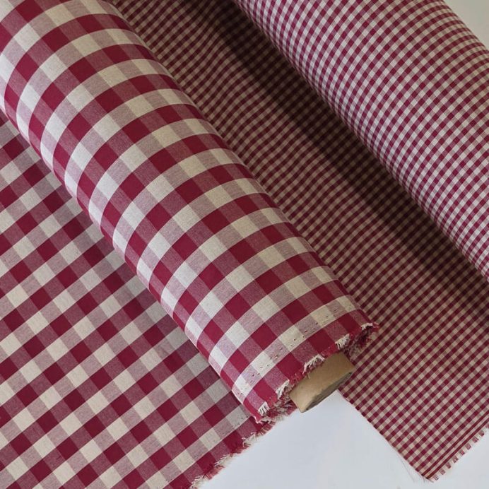 Tela Beige de Cuadros Vichy Medio Burdeos 100% Algodón (ancho 1,40M) - Imagen 3
