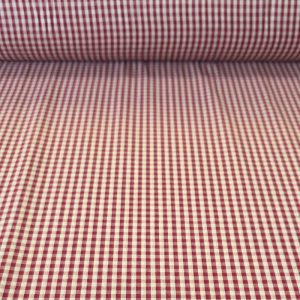 Tela Beige de Cuadros Vichy Pequeño Burdeos 100% Algodón (ancho 1,40M)