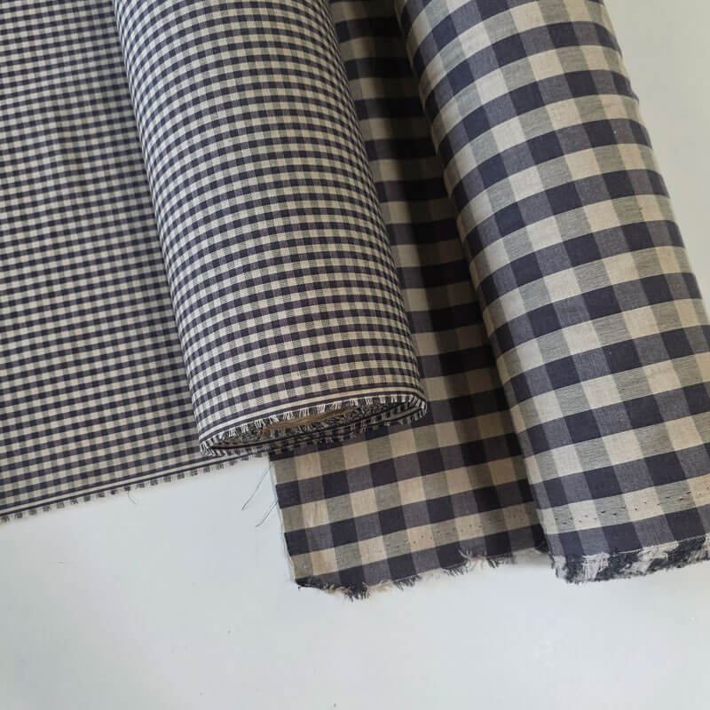 Tela Beige de Cuadros Vichy Medio Negro 100% Algodón (ancho 1,40M) - Imagen 3