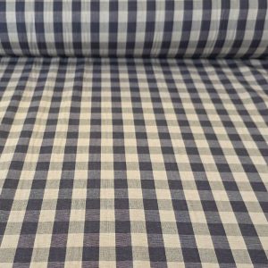 Tela Beige de Cuadros Vichy Medio Negro 100% Algodón (ancho 1,40M)
