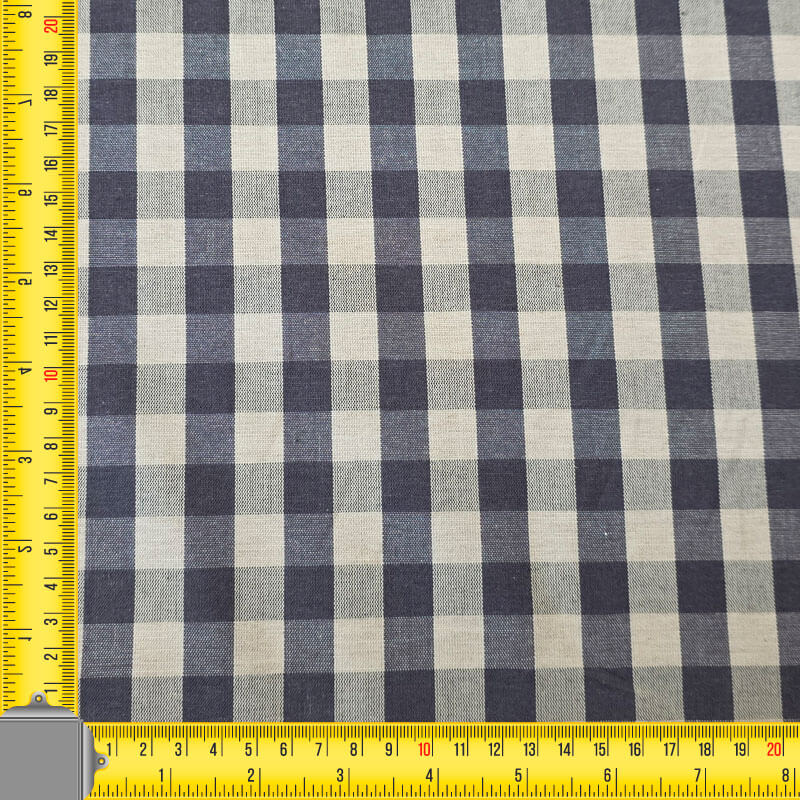 Tela Beige de Cuadros Vichy Medio Negro 100% Algodón (ancho 1,40M) - Imagen 4