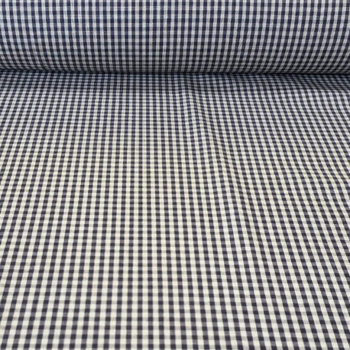 Tela Beige de Cuadros Vichy Pequeño Negro 100% Algodón (ancho 1,40M)