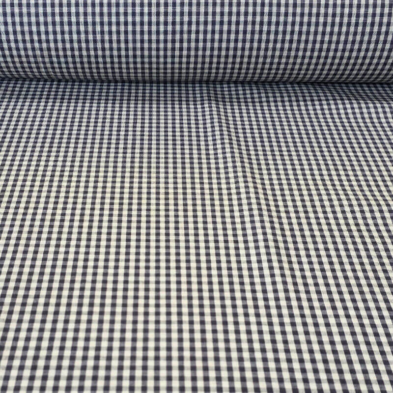 Tela Beige de Cuadros Vichy Pequeño Negro 100% Algodón (ancho 1,40M)