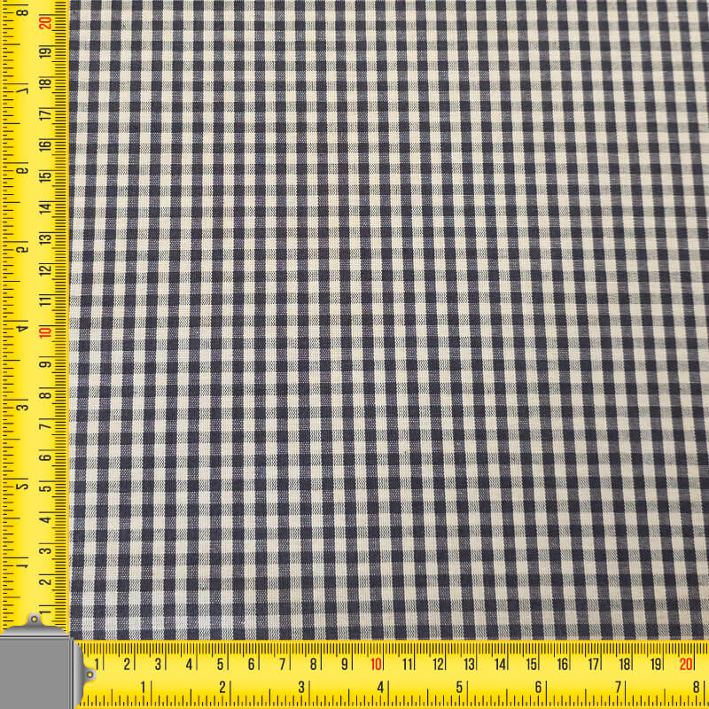 Tela Beige de Cuadros Vichy Pequeño Negro 100% Algodón (ancho 1,40M) - Imagen 4